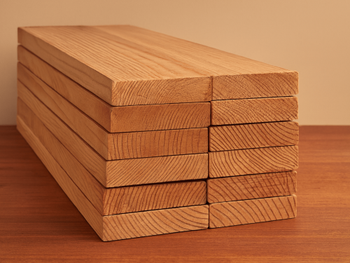 Canadian Cedar timber planks stacked for export